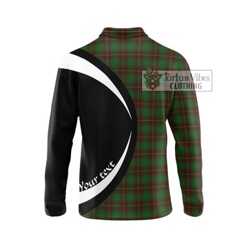 MacFie Hunting Tartan Long Sleeve Polo Shirt with Family Crest Circle Style