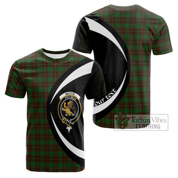 MacFie Hunting Tartan Cotton T-shirt with Family Crest Circle Style