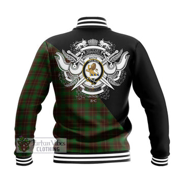 MacFie Hunting Tartan Baseball Jacket with Family Crest and Military Logo Style