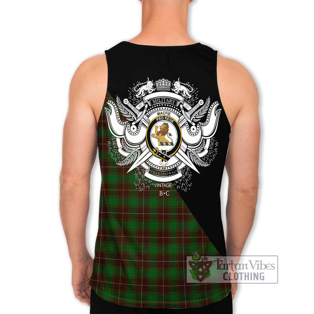 MacFie Hunting Tartan Men's Tank Top with Family Crest and Military Logo Style - Tartanvibesclothing Shop