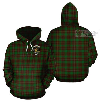 MacFie Hunting Tartan Cotton Hoodie with Family Crest