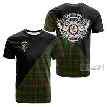 MacFie Hunting Tartan Cotton T-shirt with Family Crest and Military Logo Style