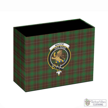 MacFie Hunting Tartan Pen Holder with Family Crest