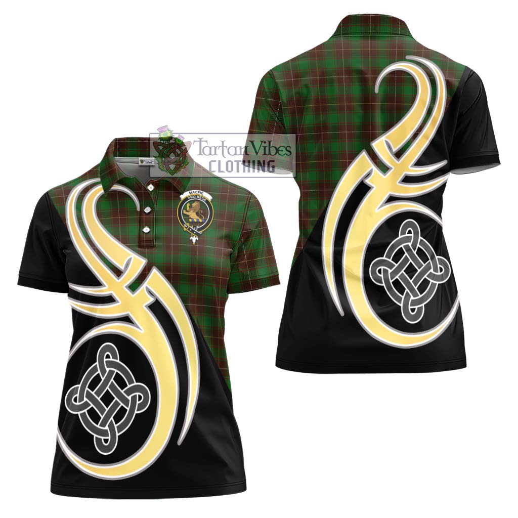 MacFie Hunting Tartan Women's Polo Shirt with Family Crest and Celtic Symbol Style - Tartan Vibes Clothing