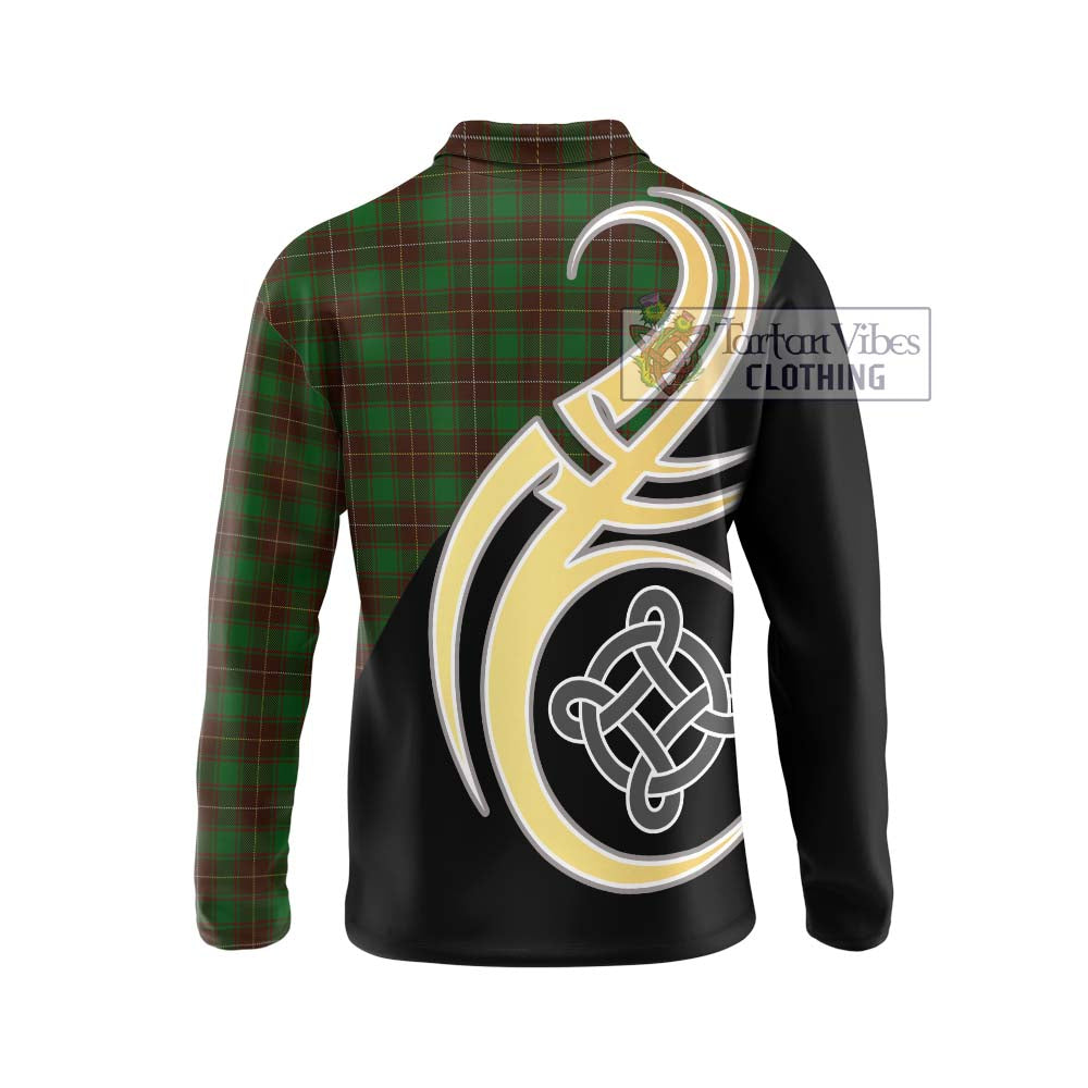 MacFie Hunting Tartan Long Sleeve Polo Shirt with Family Crest and Celtic Symbol Style - Tartan Vibes Clothing