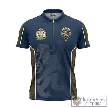 MacFie Hunting Tartan Zipper Polo Shirt with Family Crest and Lion Rampant Vibes Sport Style