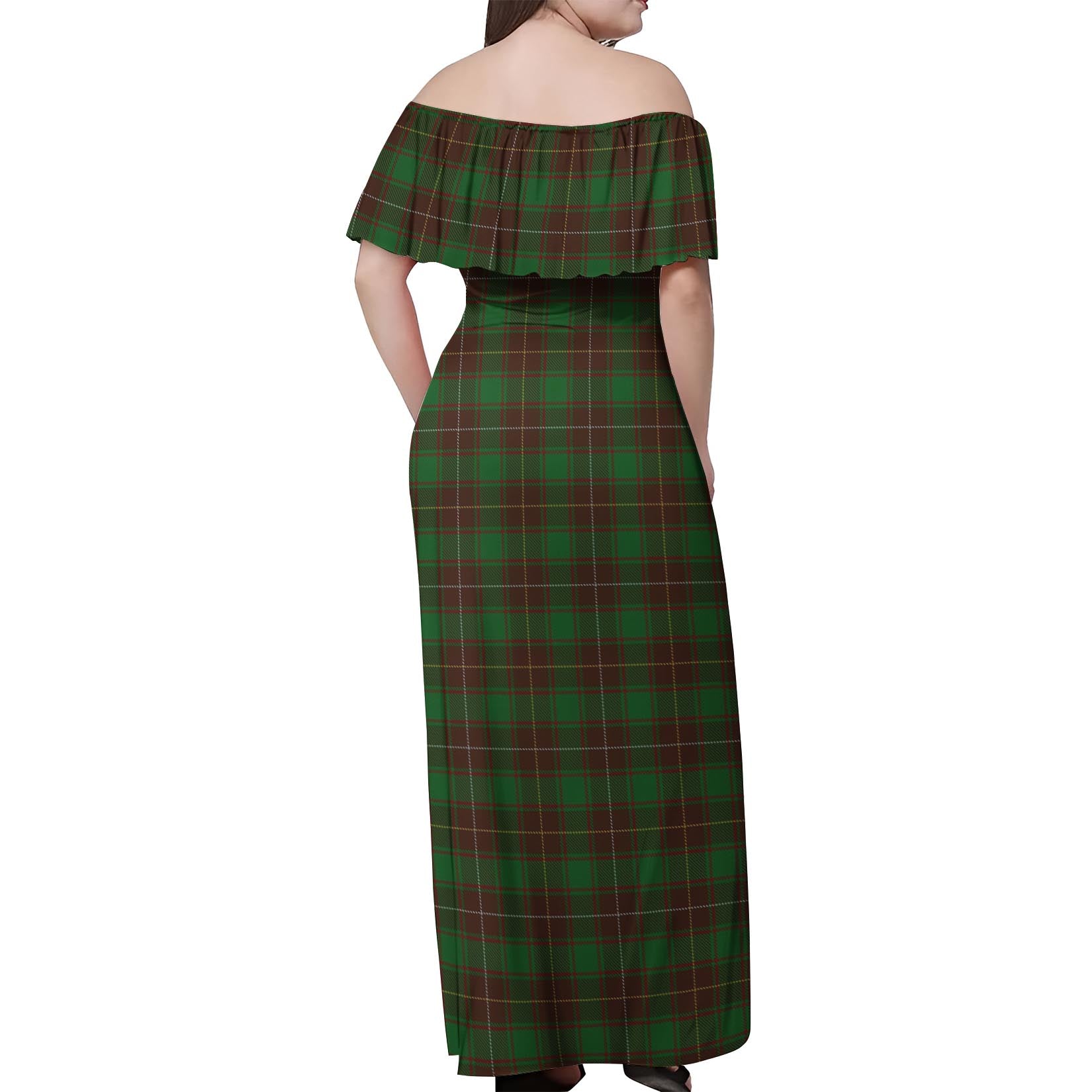 MacFie Hunting Tartan Off Shoulder Long Dress - Tartanvibesclothing