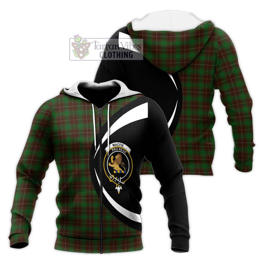 MacFie Hunting Tartan Knitted Hoodie with Family Crest Circle Style Unisex Knitted Zip Hoodie - Tartan Vibes Clothing