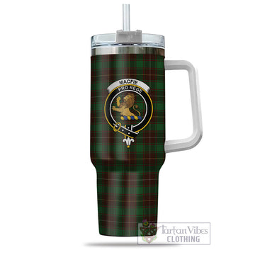 MacFie Hunting Tartan and Family Crest Tumbler with Handle