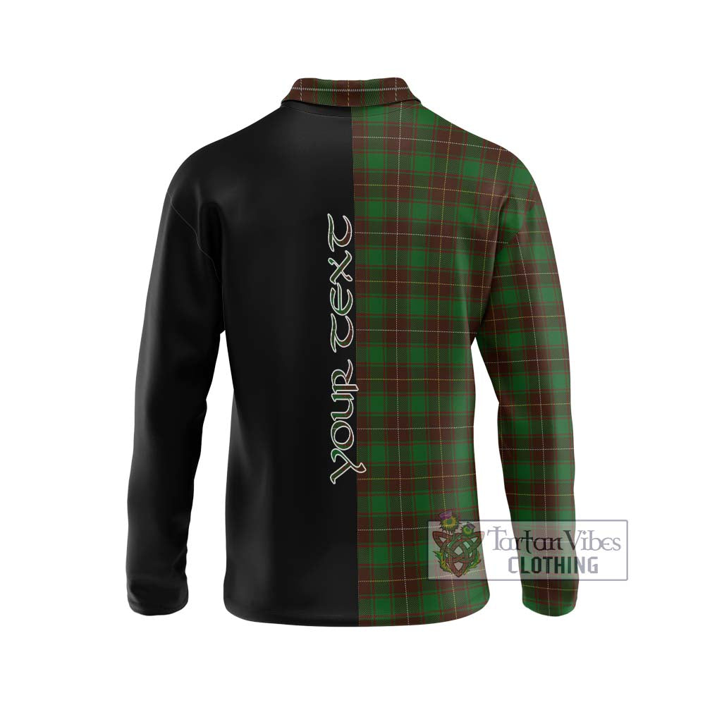 MacFie Hunting Tartan Long Sleeve Polo Shirt with Family Crest and Half Of Me Style - Tartanvibesclothing Shop