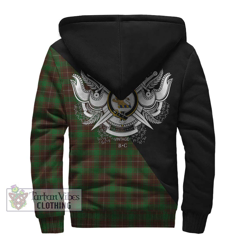 MacFie Hunting Tartan Sherpa Hoodie with Family Crest and Military Logo Style - Tartanvibesclothing Shop