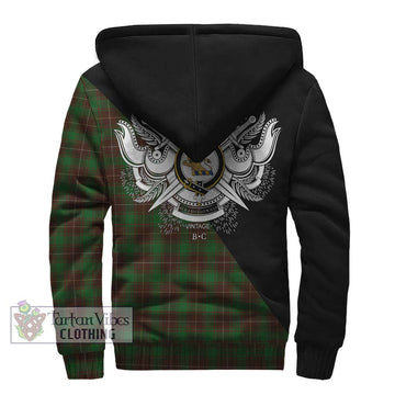 MacFie Hunting Tartan Sherpa Hoodie with Family Crest and Military Logo Style