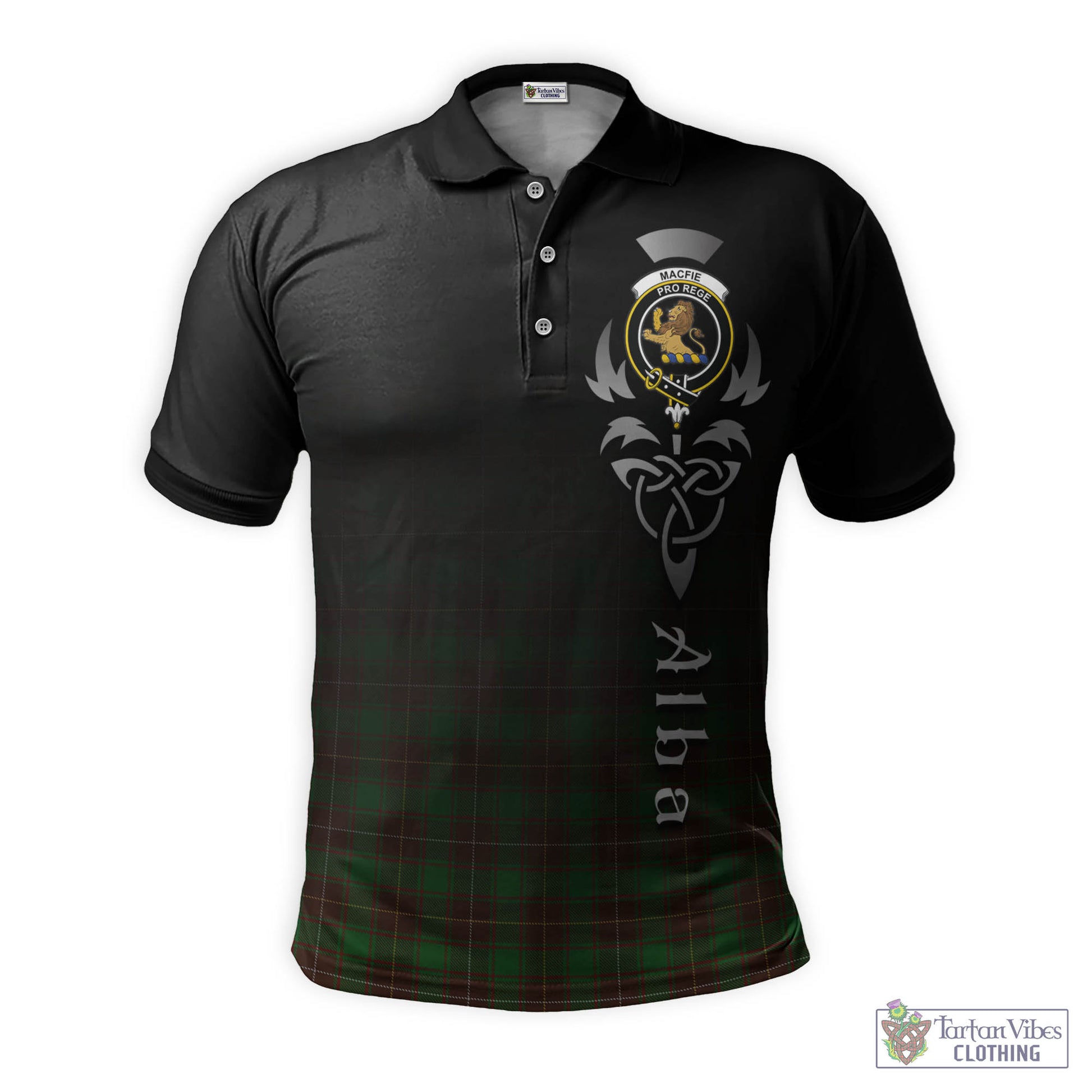 Tartan Vibes Clothing MacFie Hunting Tartan Polo Shirt Featuring Alba Gu Brath Family Crest Celtic Inspired