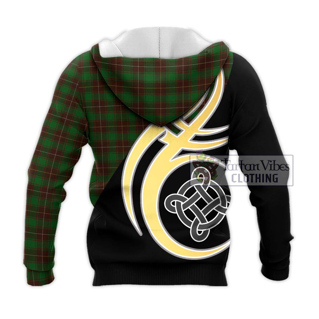 MacFie Hunting Tartan Knitted Hoodie with Family Crest and Celtic Symbol Style - Tartan Vibes Clothing