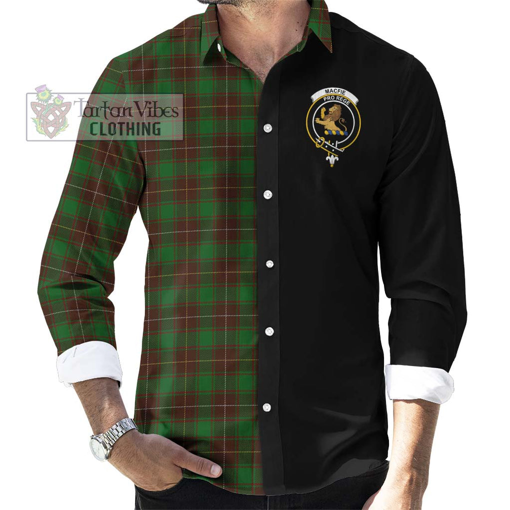 MacFie Hunting Tartan Long Sleeve Button Shirt with Family Crest and Half Of Me Style - Tartanvibesclothing Shop