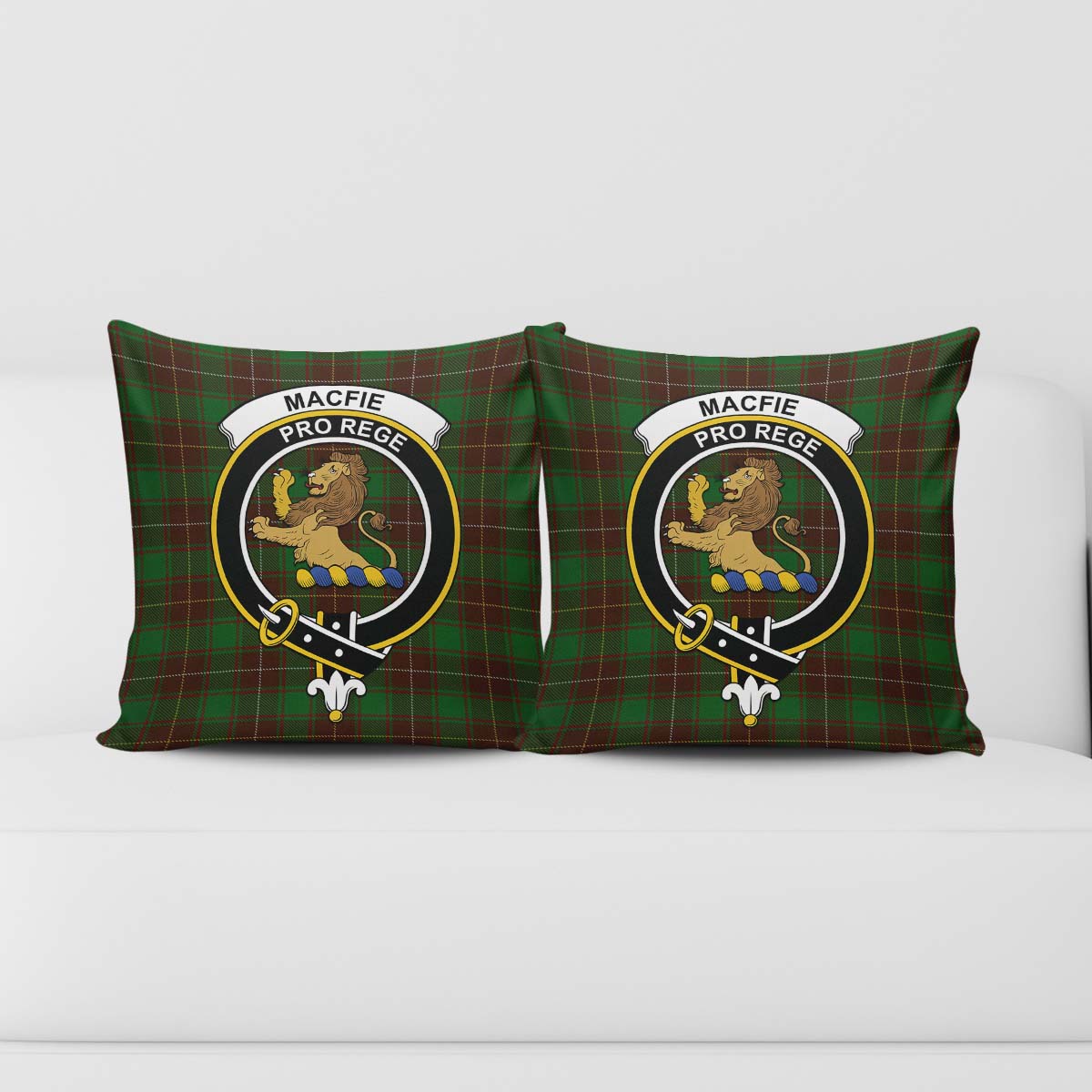 MacFie Hunting Tartan Pillow Cover with Family Crest - Tartanvibesclothing