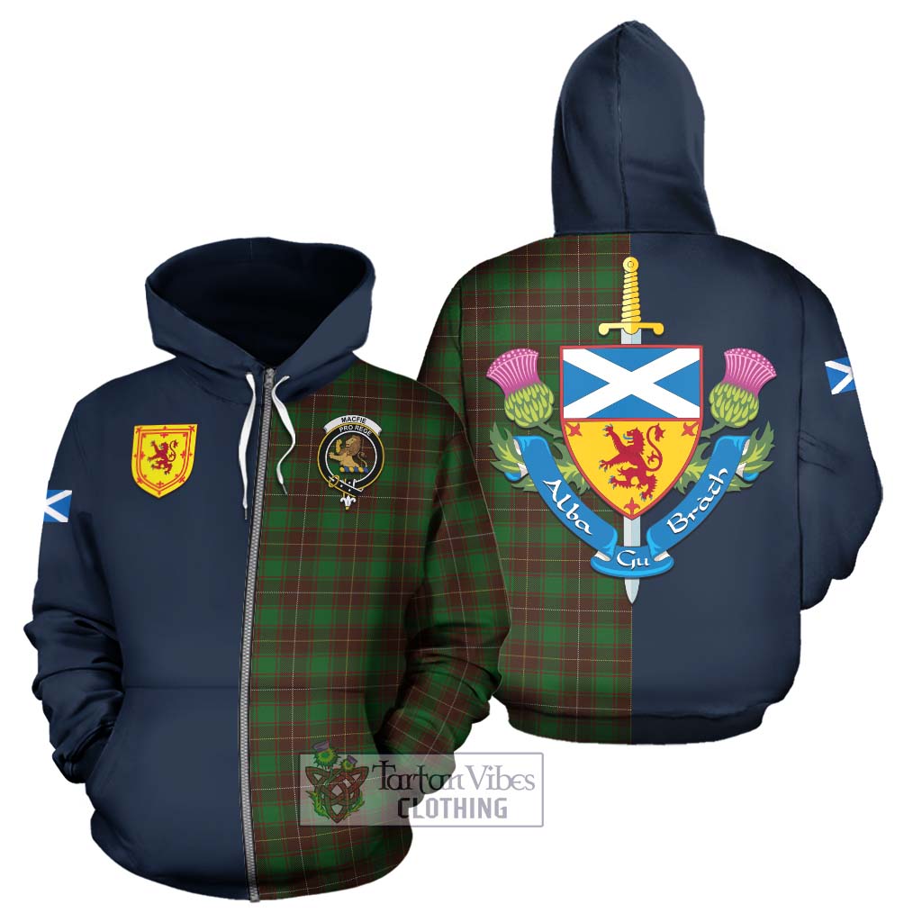 Tartan Vibes Clothing MacFie Hunting Tartan Hoodie with Scottish Lion Royal Arm Half Style