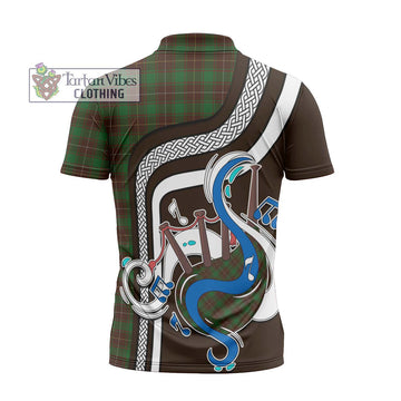 MacFie Hunting Tartan Zipper Polo Shirt with Epic Bagpipe Style