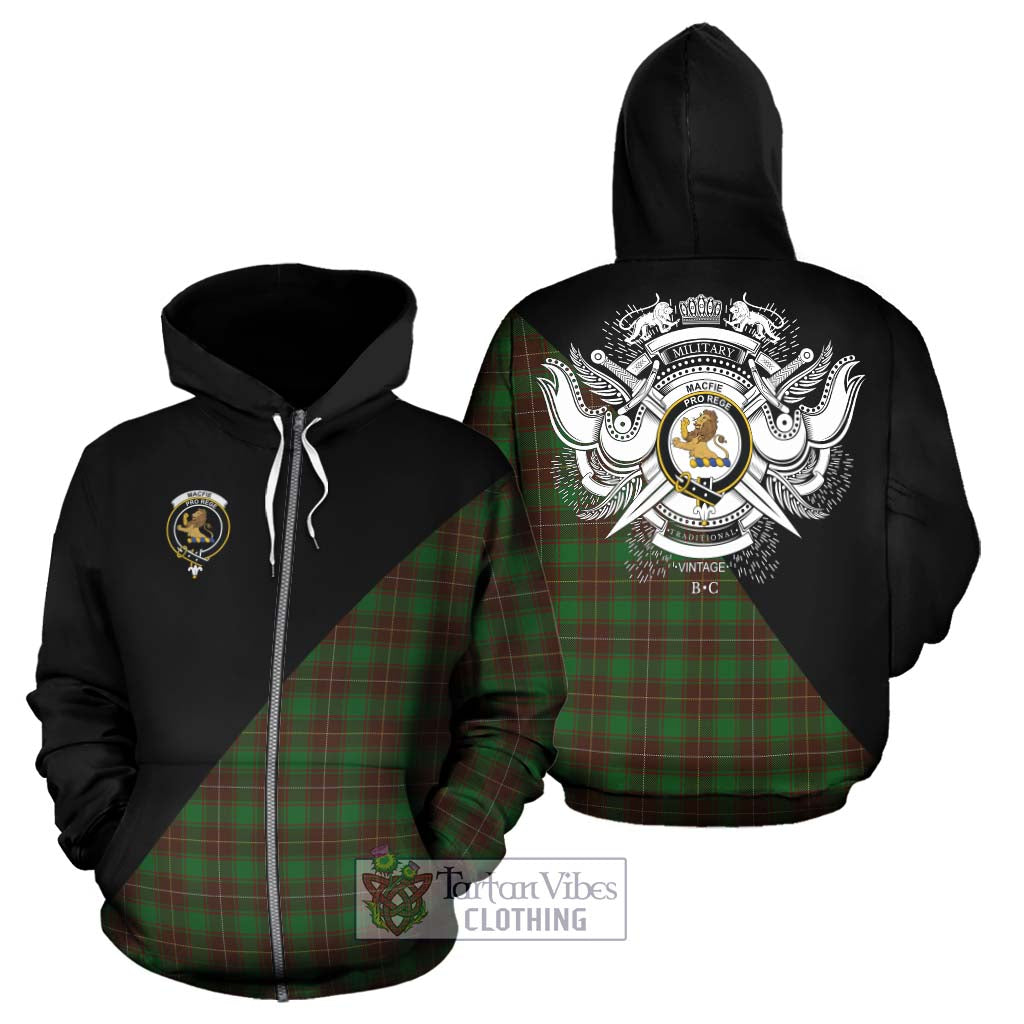 Tartan Vibes Clothing MacFie Hunting Tartan Hoodie with Family Crest and Military Logo Style