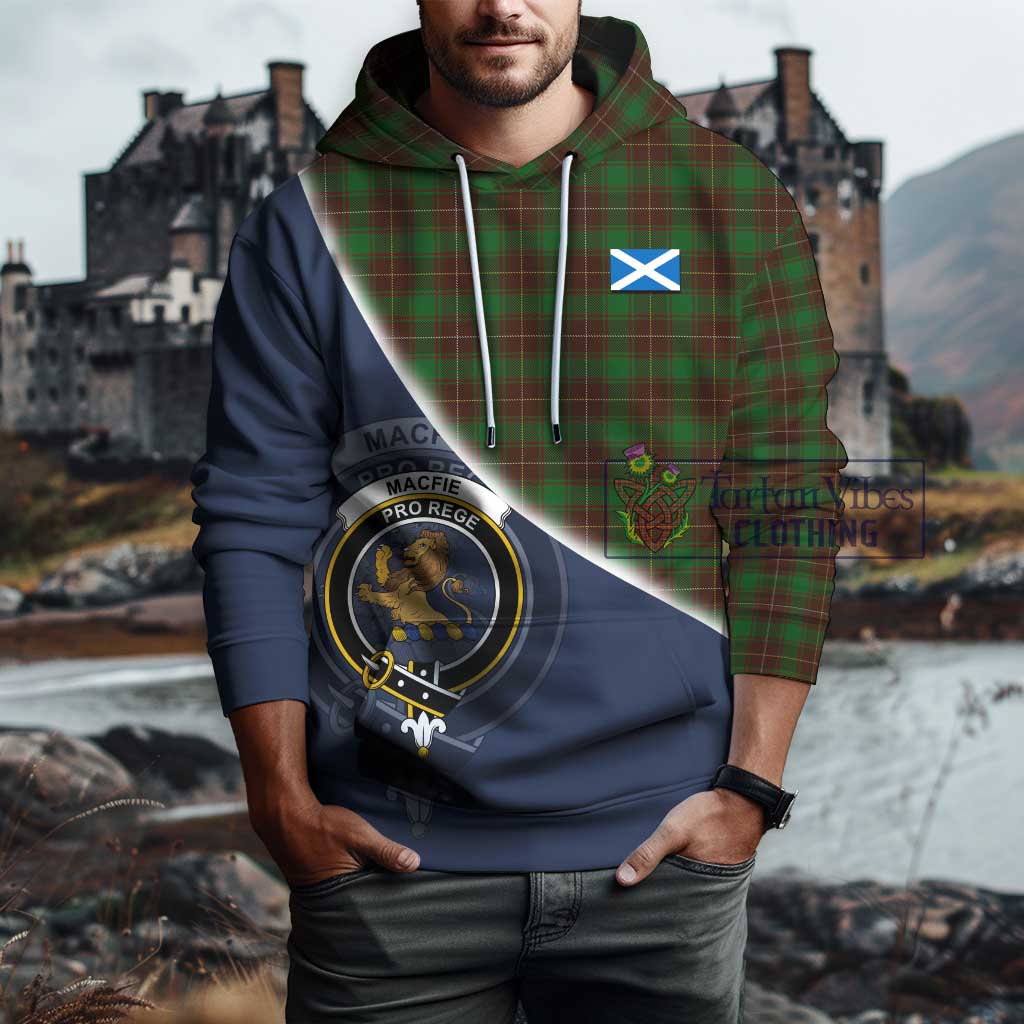 Tartan Vibes Clothing MacFie Hunting Tartan Hoodie with Personalised National Flag and Family Crest Half Style