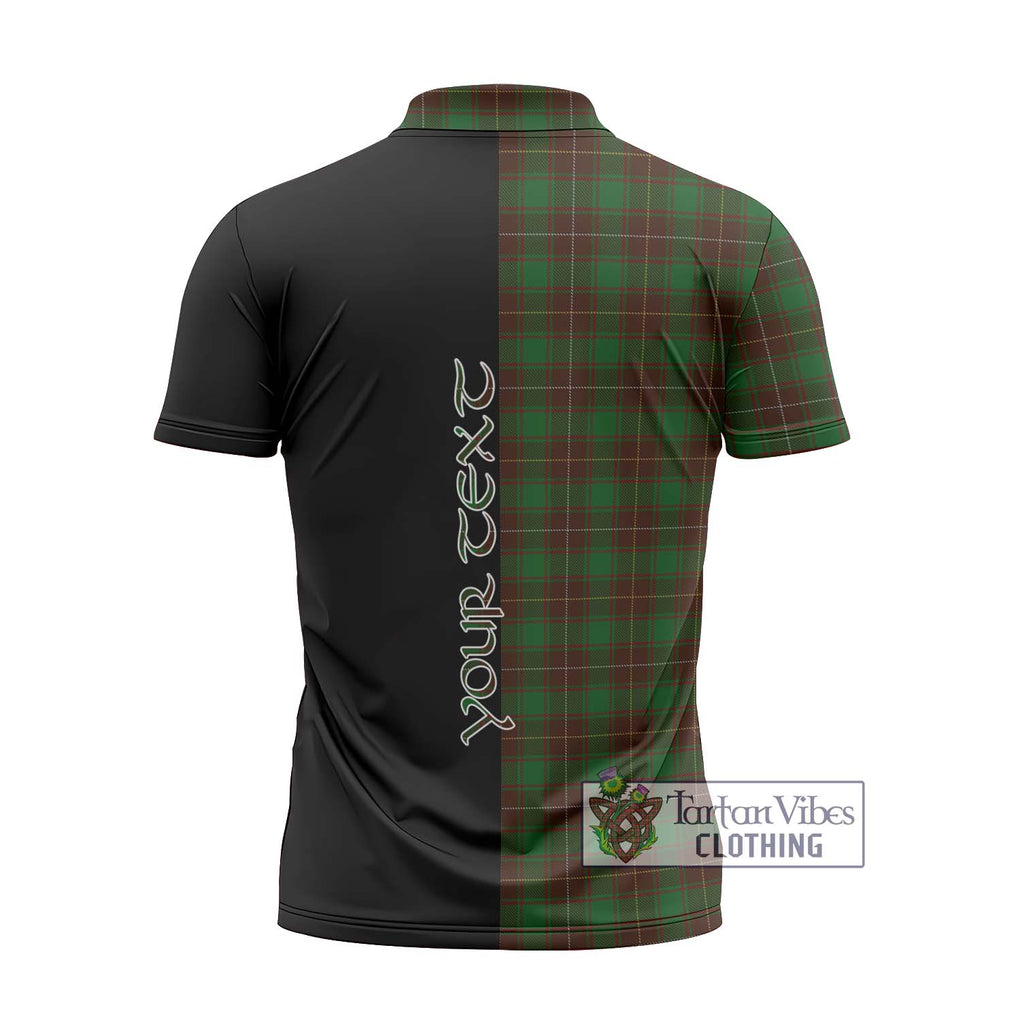 MacFie Hunting Tartan Zipper Polo Shirt with Family Crest and Half Of Me Style - Tartanvibesclothing Shop