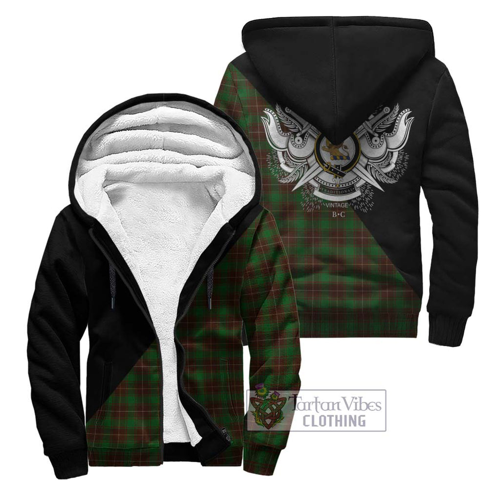 MacFie Hunting Tartan Sherpa Hoodie with Family Crest and Military Logo Style Unisex - Tartanvibesclothing Shop