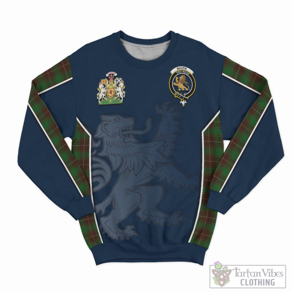 Tartan Vibes Clothing MacFie Hunting Tartan Sweater with Family Crest and Lion Rampant Vibes Sport Style