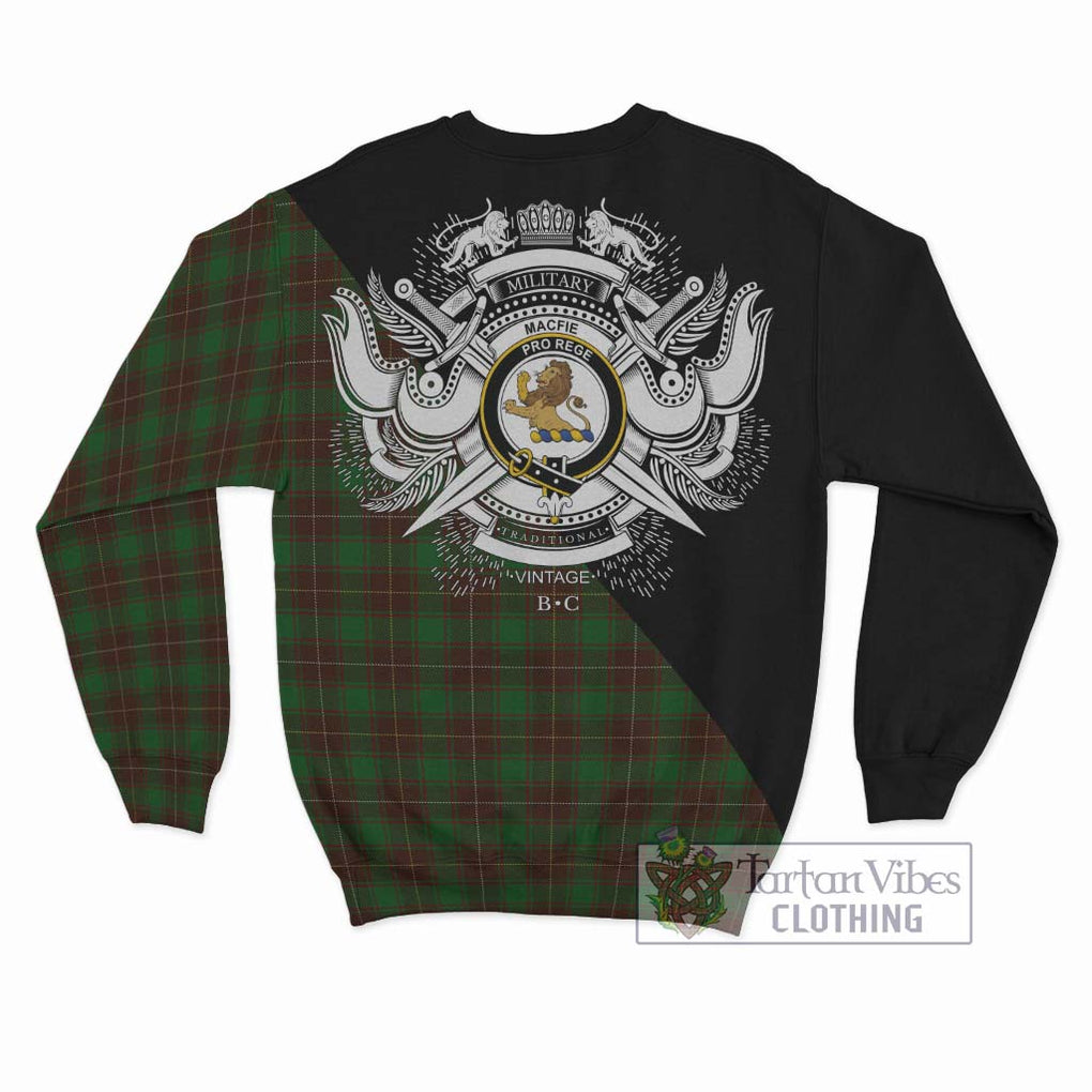 MacFie Hunting Tartan Sweatshirt with Family Crest and Military Logo Style - Tartanvibesclothing Shop