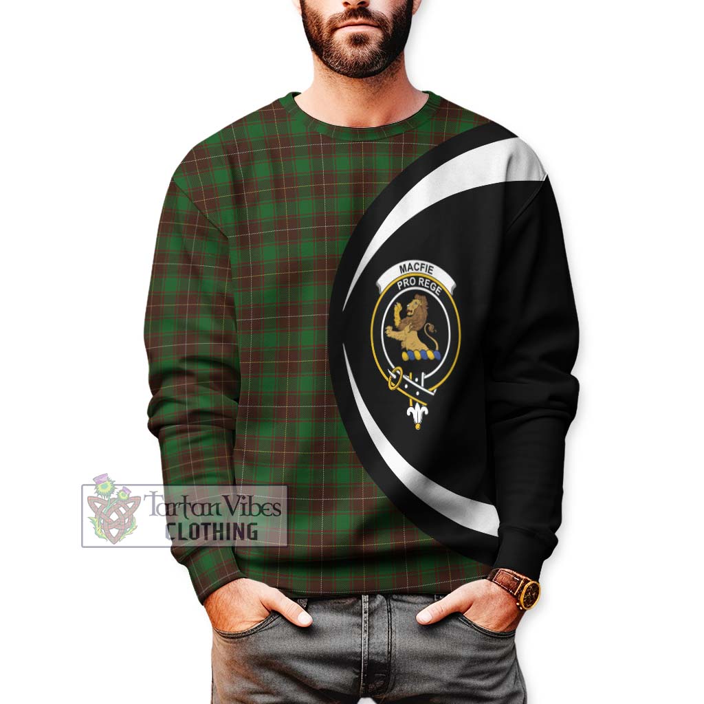 MacFie Hunting Tartan Sweatshirt with Family Crest Circle Style - Tartan Vibes Clothing