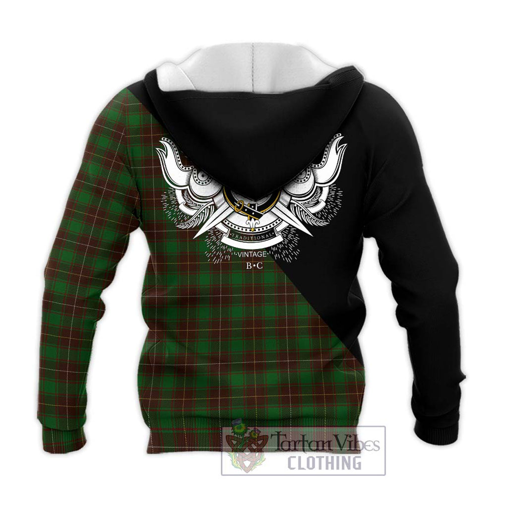 MacFie Hunting Tartan Knitted Hoodie with Family Crest and Military Logo Style - Tartanvibesclothing Shop