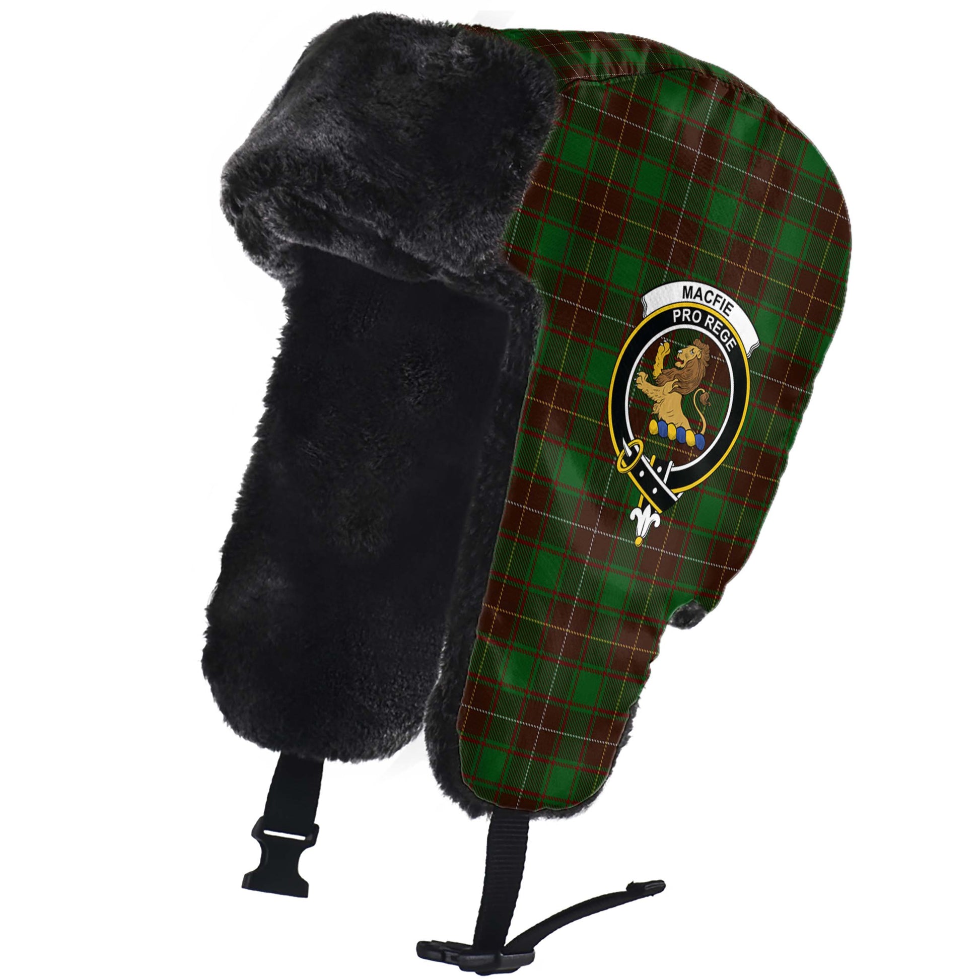 MacFie Hunting Tartan Winter Trapper Hat with Family Crest - Tartanvibesclothing