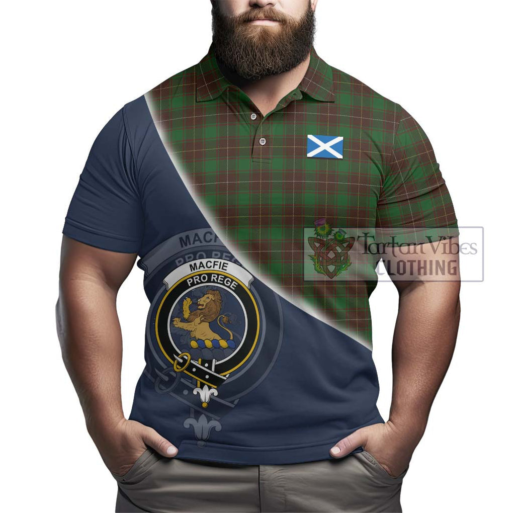 MacFie Hunting Tartan Polo Shirt with Personalised National Flag and Family Crest Half Style - Tartanvibesclothing Shop