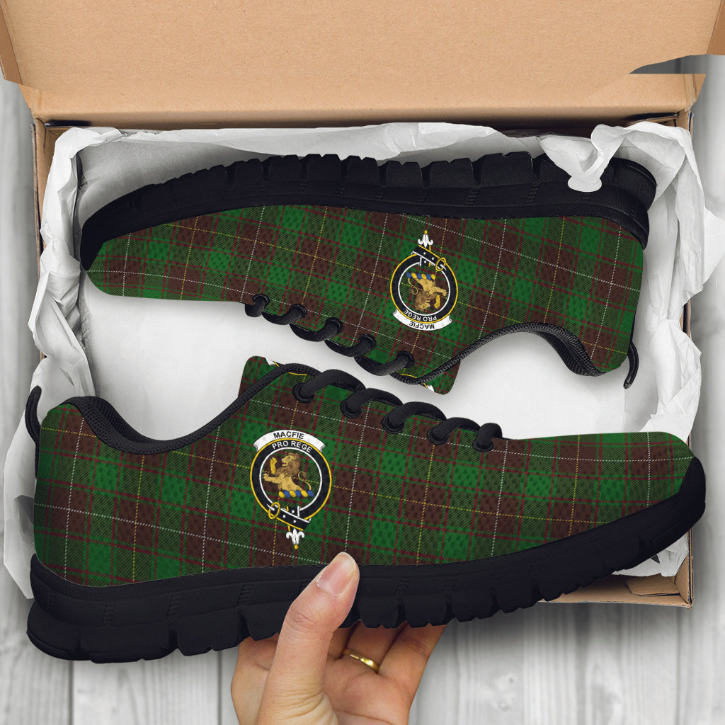 MacFie Hunting Tartan Sneakers with Family Crest - Tartan Vibes Clothing