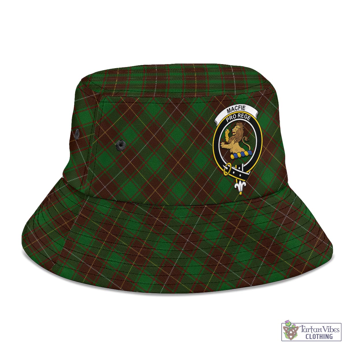 Tartan Vibes Clothing MacFie Hunting Tartan Bucket Hat with Family Crest