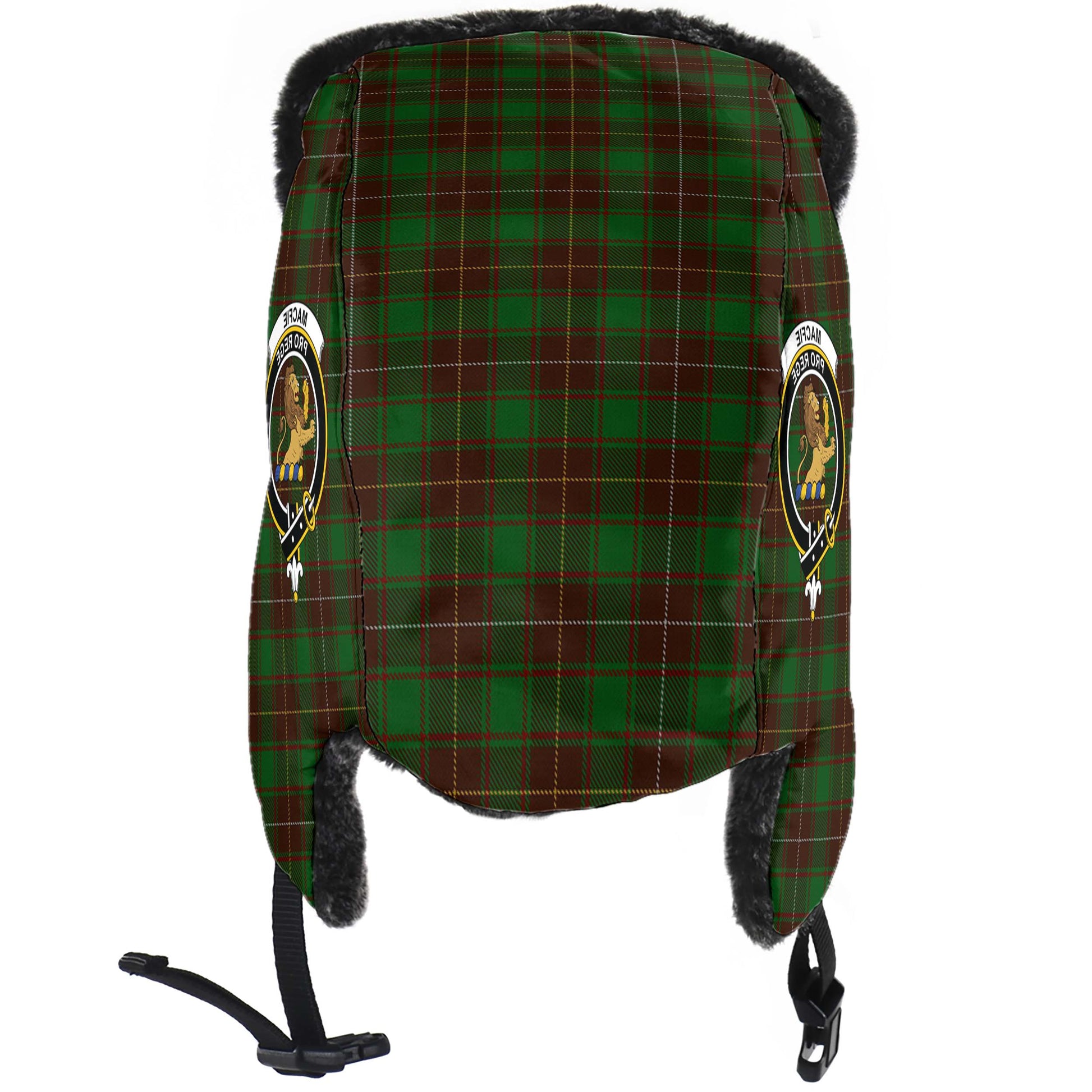 MacFie Hunting Tartan Winter Trapper Hat with Family Crest - Tartanvibesclothing