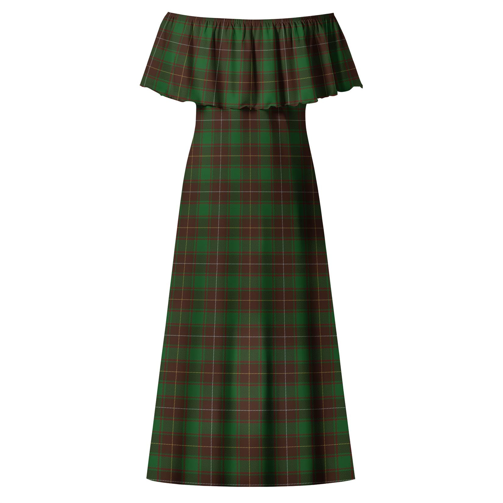 MacFie Hunting Tartan Off Shoulder Long Dress - Tartanvibesclothing