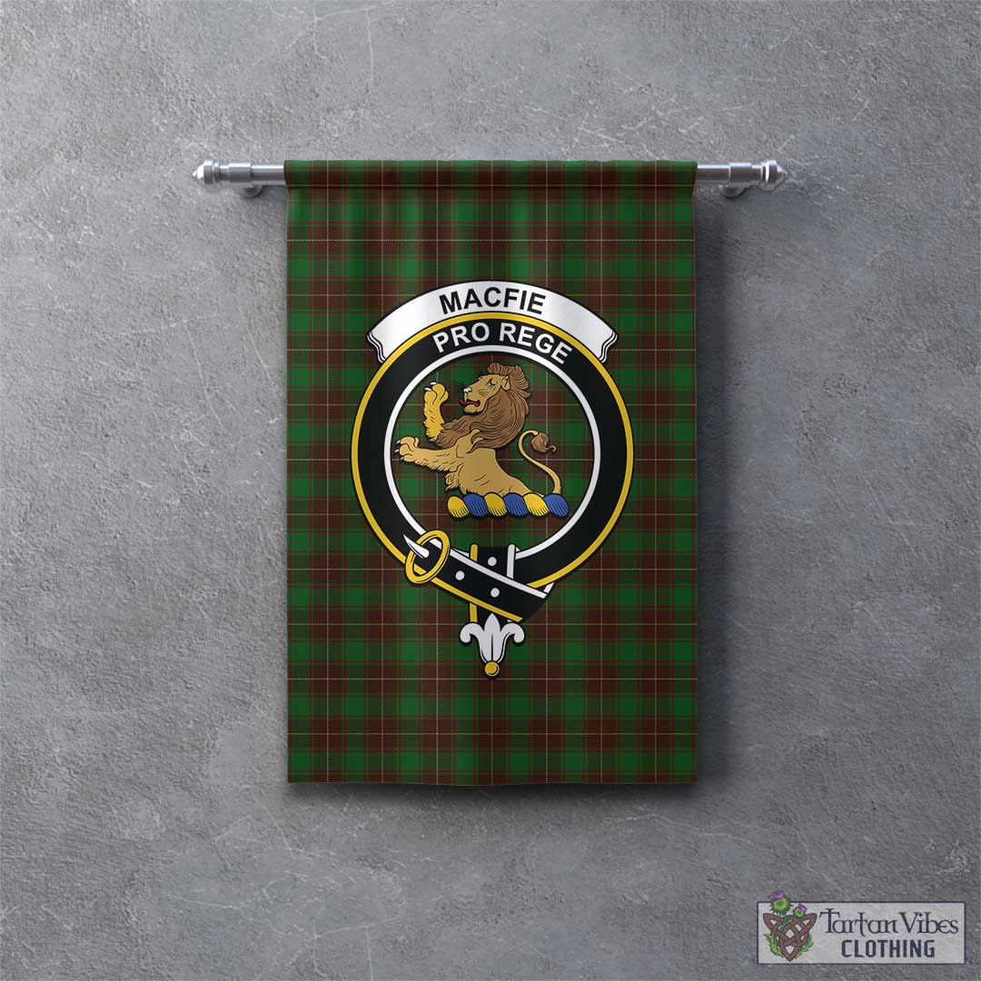 Tartan Vibes Clothing MacFie Hunting Tartan Gonfalon, Tartan Banner with Family Crest