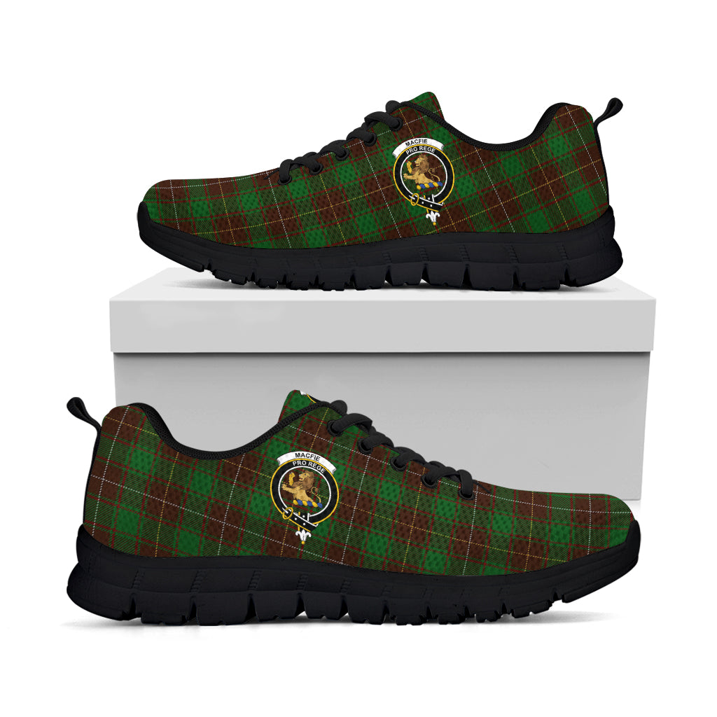 MacFie Hunting Tartan Sneakers with Family Crest - Tartan Vibes Clothing