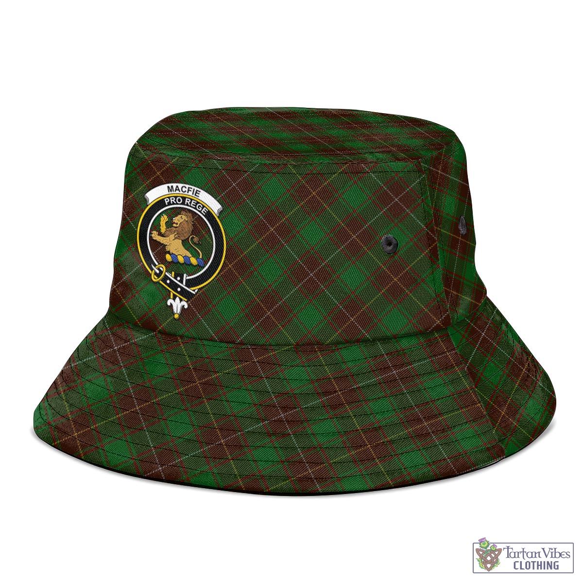 Tartan Vibes Clothing MacFie Hunting Tartan Bucket Hat with Family Crest