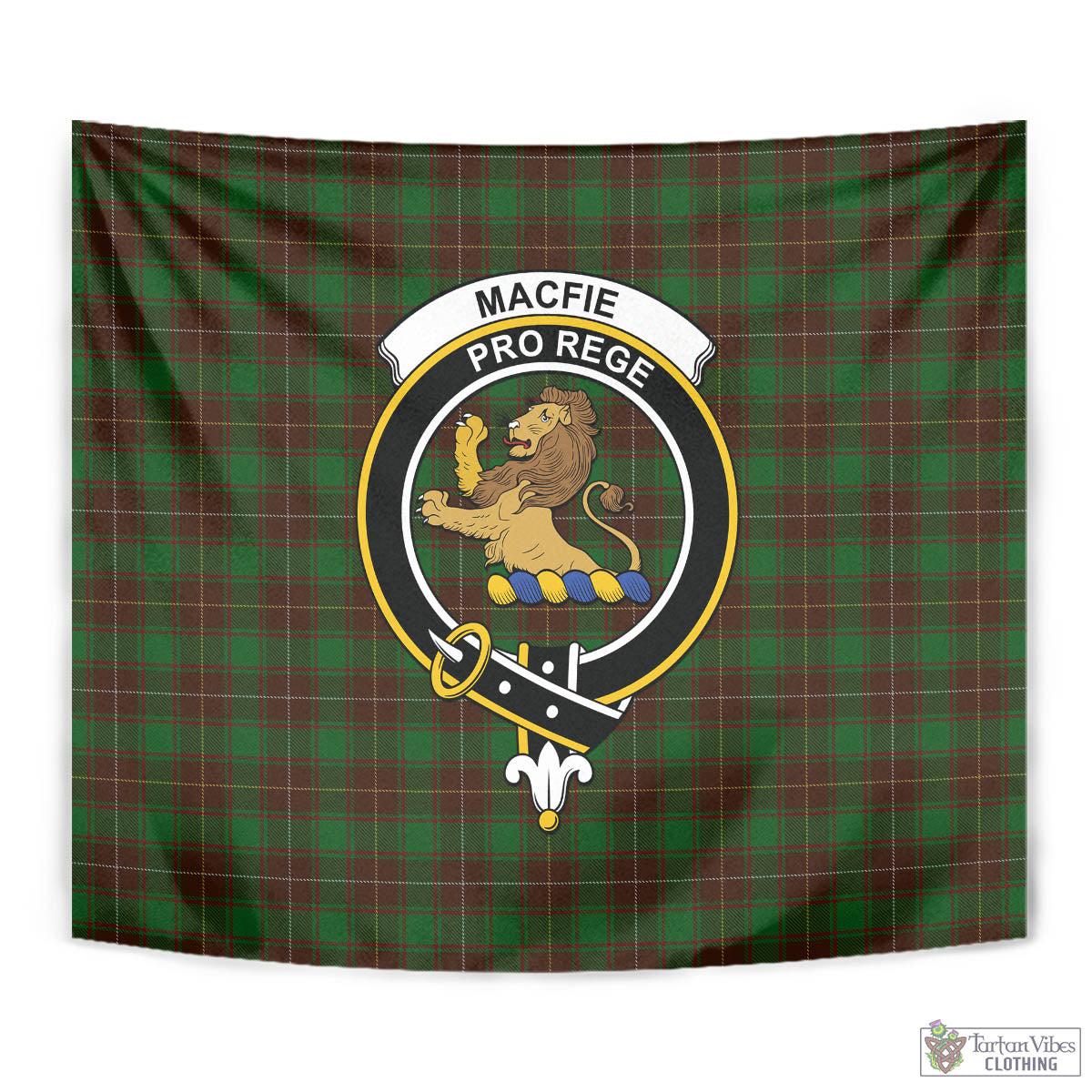 Tartan Vibes Clothing MacFie Hunting Tartan Tapestry Wall Hanging and Home Decor for Room with Family Crest