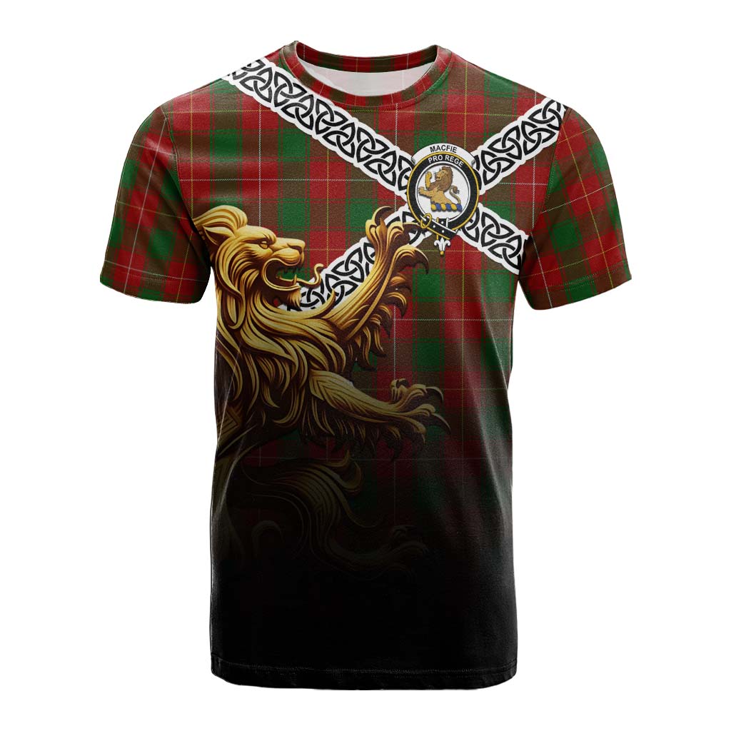 MacFie (McFie) Crest Tartan Cotton T-shirt with Golden Lion Emblem Celtic Style Kid's Shirt - Tartan Vibes Clothing