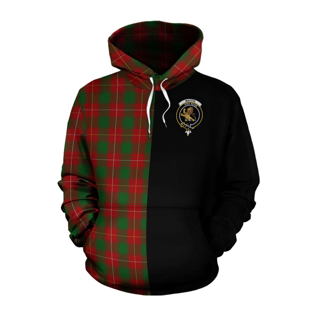 Tartan Vibes Clothing MacFie (McFie) Tartan Cotton Hoodie with Family Crest and Half Of Me Style