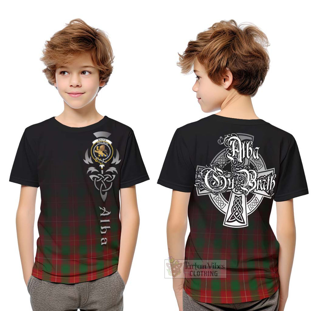 Tartan Vibes Clothing MacFie (McFie) Tartan Kid T-Shirt Featuring Alba Gu Brath Family Crest Celtic Inspired