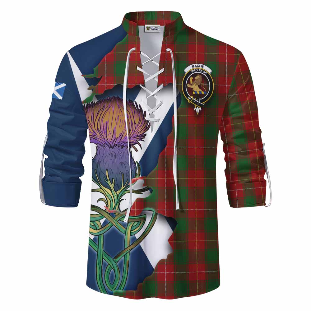 MacFie (McFie) Tartan Family Crest Ghillie Kilt Shirt Scottish Thistle Celtic Inspired Men - Tartan Vibes Clothing