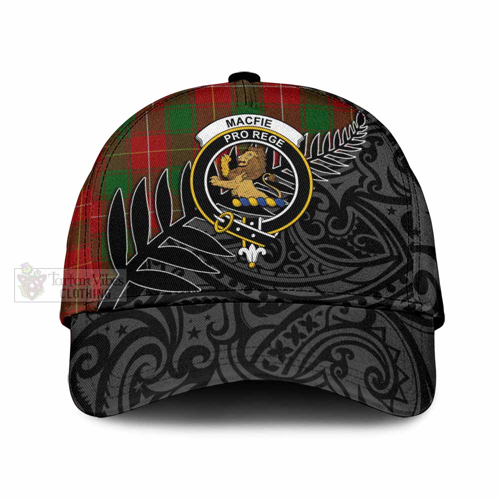 Tartan Vibes Clothing MacFie (McFie) Tartan Classic Cap with New Zealand Silver Fern Half Style