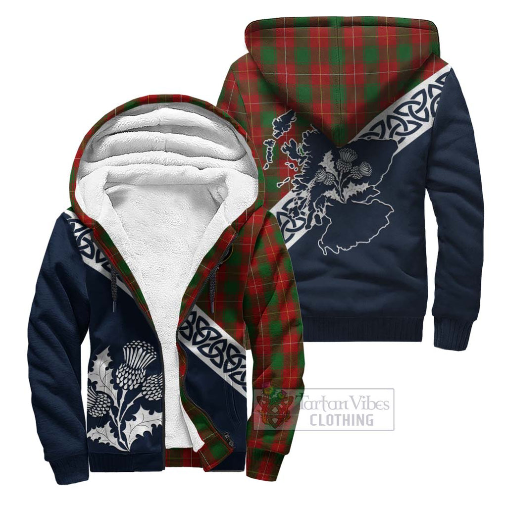 Tartan Vibes Clothing MacFie (McFie) Tartan Sherpa Hoodie Featuring Thistle and Scotland Map