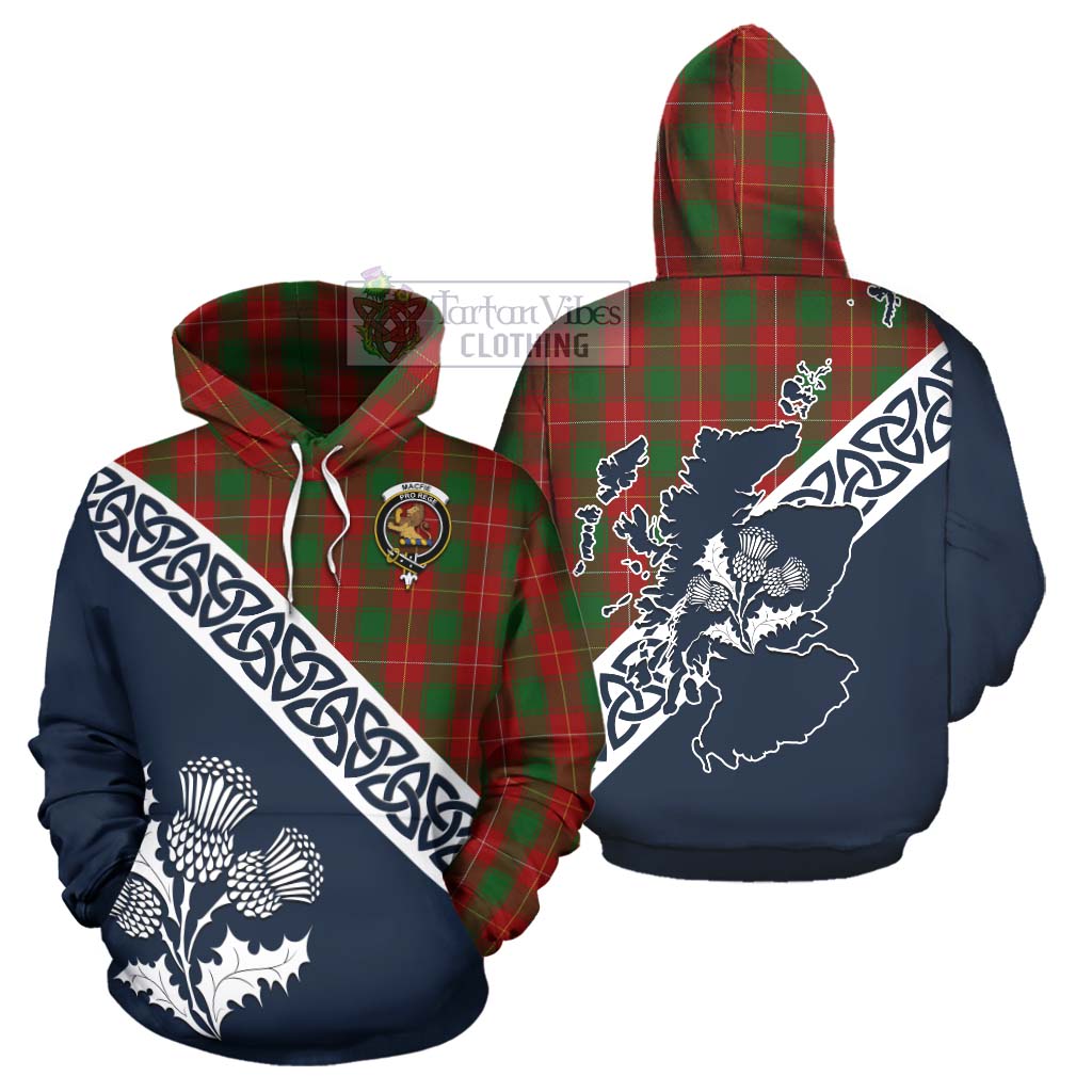 Tartan Vibes Clothing MacFie (McFie) Tartan Hoodie Featuring Thistle and Scotland Map