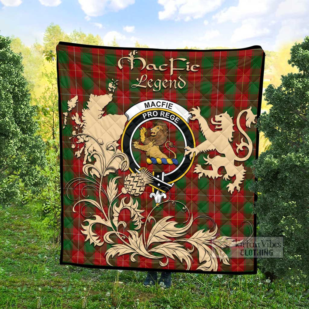 Tartan Vibes Clothing MacFie (McFie) Tartan Quilt with Family Crest and Scottish Symbol Style