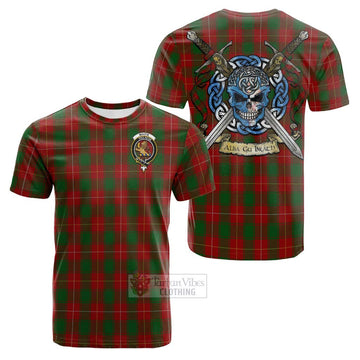 MacFie (McFie) Tartan Cotton T-shirt with Family Crest Celtic Skull Style