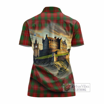 MacFie (McFie) Tartan Family Crest Women's Polo Shirt with Scottish Ancient Castle Style - Tartan Vibes Clothing